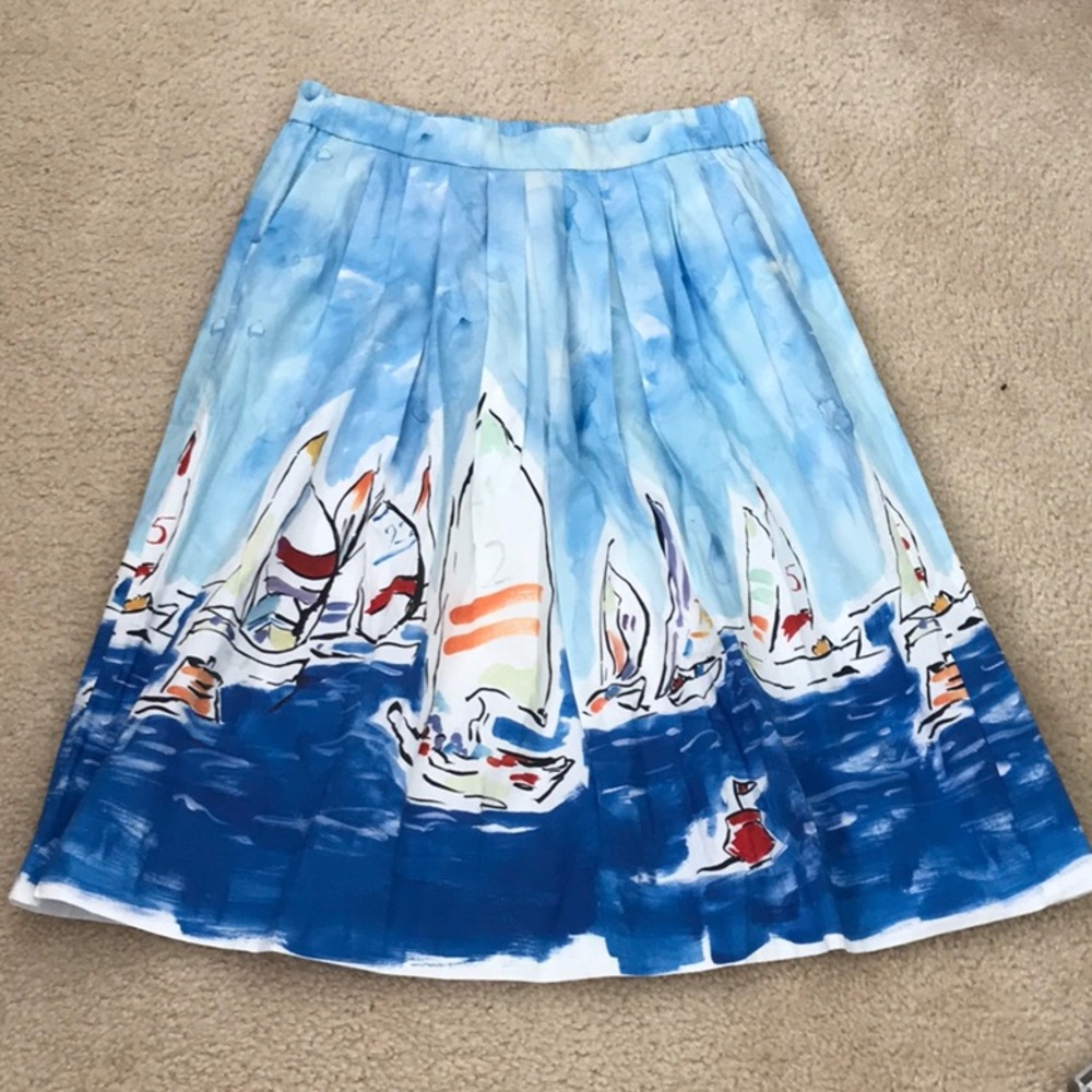 ⛵️ Painted Regatta Midi Skirt. Size Small